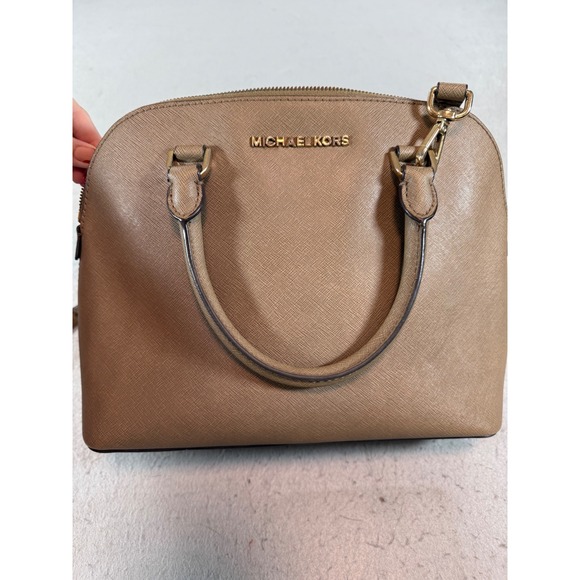 Michael Kors Handbags - Michael Kors Cindy Dome Satchel Taupe Saffiano Leather‎ Crossbody Bag